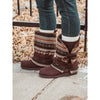 MUK LUKS WOMENS NIKKI BLT WRAPPED 3 in 1 BOOTS BROWN FAUX SUEDE SWEATER KNIT