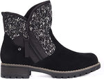 MUK LUKS WOMEN'S GERRI ZIP UP ANKLE FASHION BOOT MARLED KNIT sz 7 BLACK 16925-01