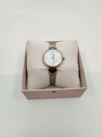 KATE SPADE HOLLIS QUARTZ ROSE GOLD WATCH GREY LEATHER BRACELET 30mm PEARL FACE