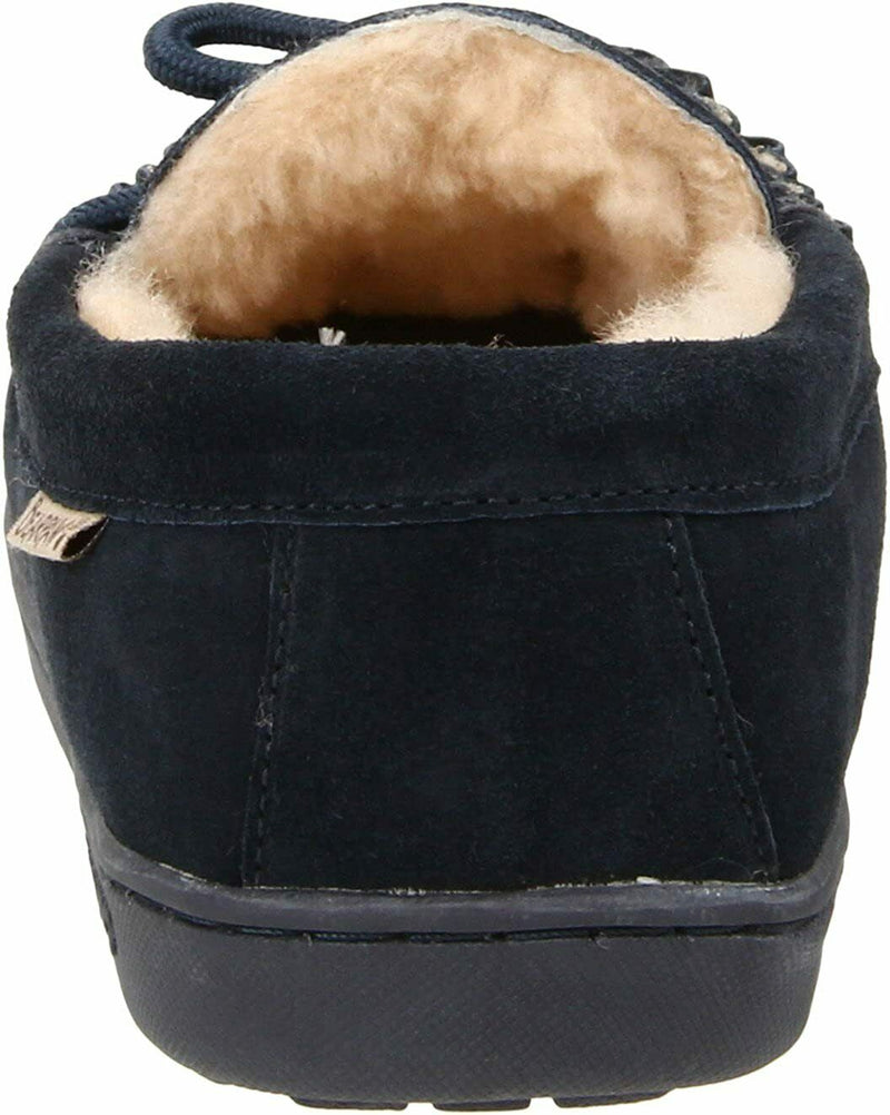 BEARPAW MEN'S MOC II SHEEPSKIN COMFORT MOCCASIN SLIPPERS sz 9.5 M NAVY 1295M