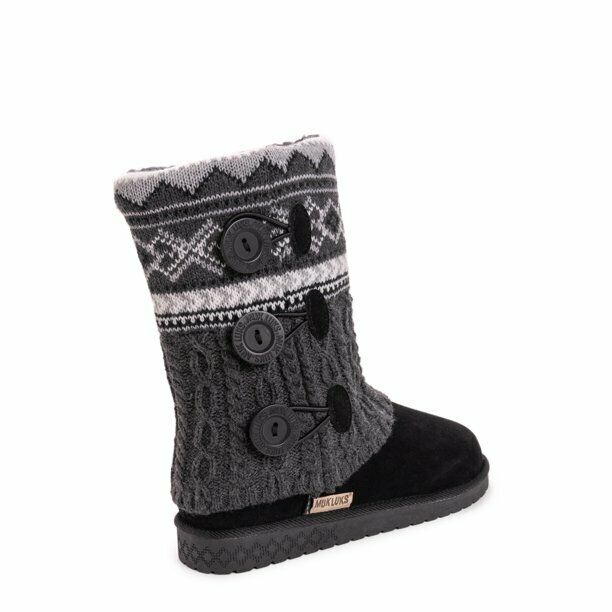 MUK LUKS WOMEN'S CHERYL FLAT KNIT FASHION BOOT sz 11 BLACK MULTI 16760 004