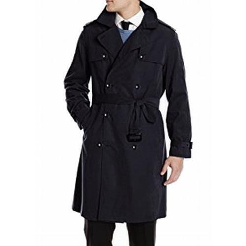 LONDON FOG MEN'S PLYMOUTH TWILL BELTED ICONIC TRENCH COAT sz 38 R BLACK L940215