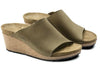 BIRKENSTOCK NAMICA RIVET WEDGE HEEL MULE SANDAL ROSE STONE GREEN NUBUCK PAPILLIO