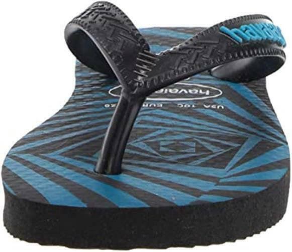 HAVAIANAS KIDS TOP 3D FLIP FLOP SANDAL sz 2Y EU 33-34 BLACK TURQUOISE 4144253