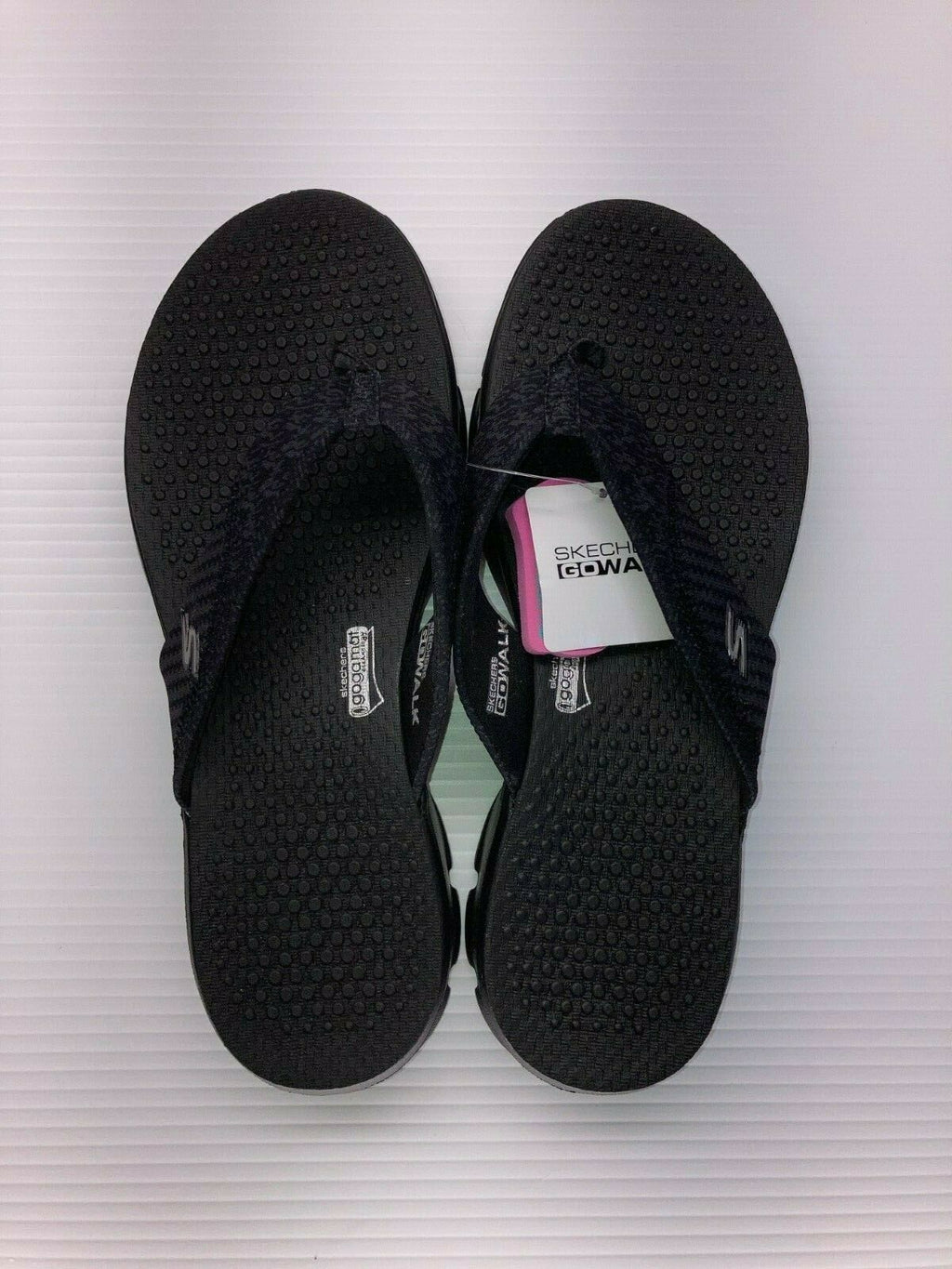 NEW SKECHERS WOMEN'S GOWALK PIZAZZ SANDALS BLACK 10 FLIP FLOP FREE SHIP 14250