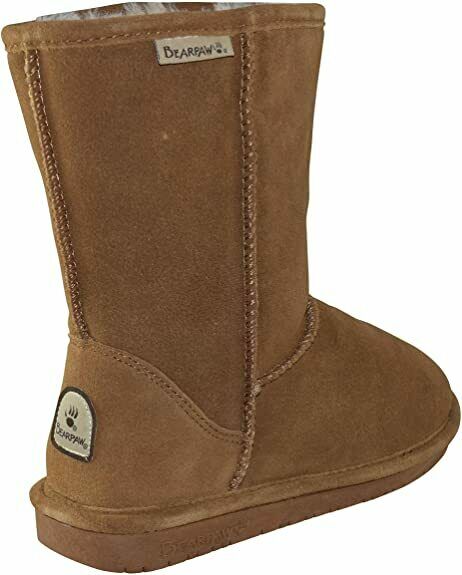 BEARPAW WOMEN'S EMMA SHORT SHEARLING PULL ON SNOW WINTER BOOTS sz 8 HICKORY 608W