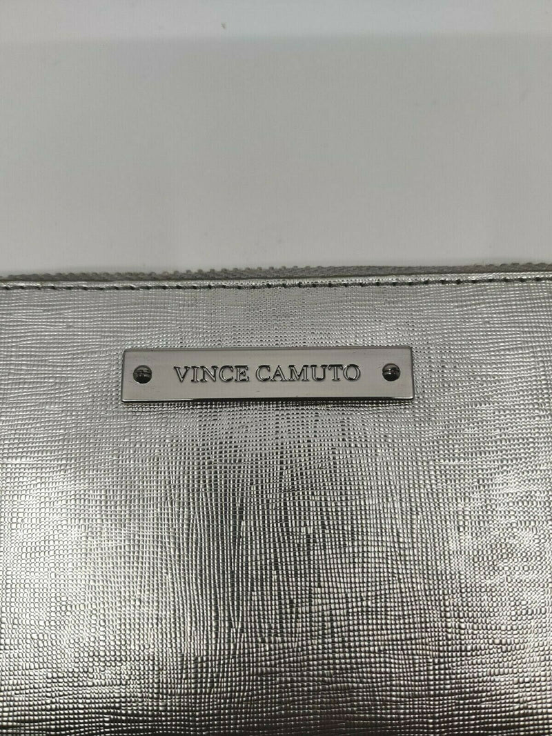 Vince Camuto Vivi Indexer Wristlet Clutch Wallet Leather Cell Phone Case Silver