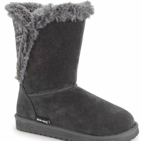 MUK LUKS WOMEN'S CAREY FLAT PULL ON FASHION BOOT sz 8 GREY SPACE DYE 1000014 022