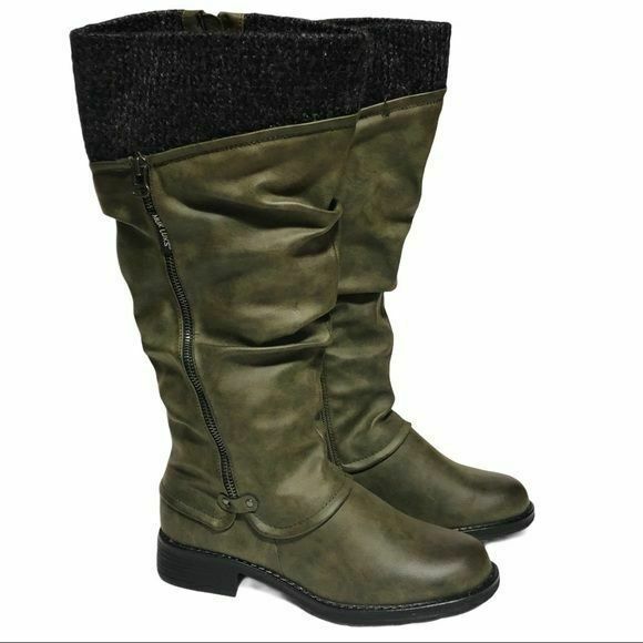 MUK LUKS WOMEN'S BIANKA WATER RESISTANT TALL WINTER BOOTS sz 8, 10 OLIVE 16660