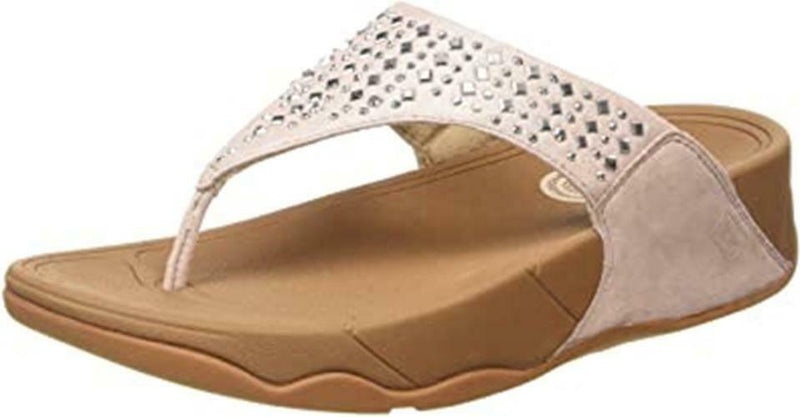 FITFLOP WOMEN'S ROKKIT FLIP FLOP TOE THONGS SUEDE SANDALS sz 6 NUDE 301137040