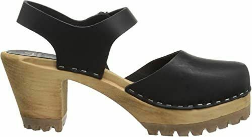 MIA WOMENS ABBA CLOG WOODEN PLATFORM SANDAL LEATHER TAUPE, BLACK, LUGGAGE SW400T