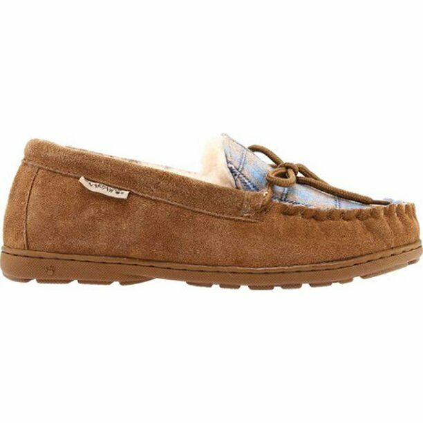 BEARPAW WOMEN'S MINDY SHEEPSKIN SUEDE MOCCASIN SLIPPER sz 10 M BLUE 1961W