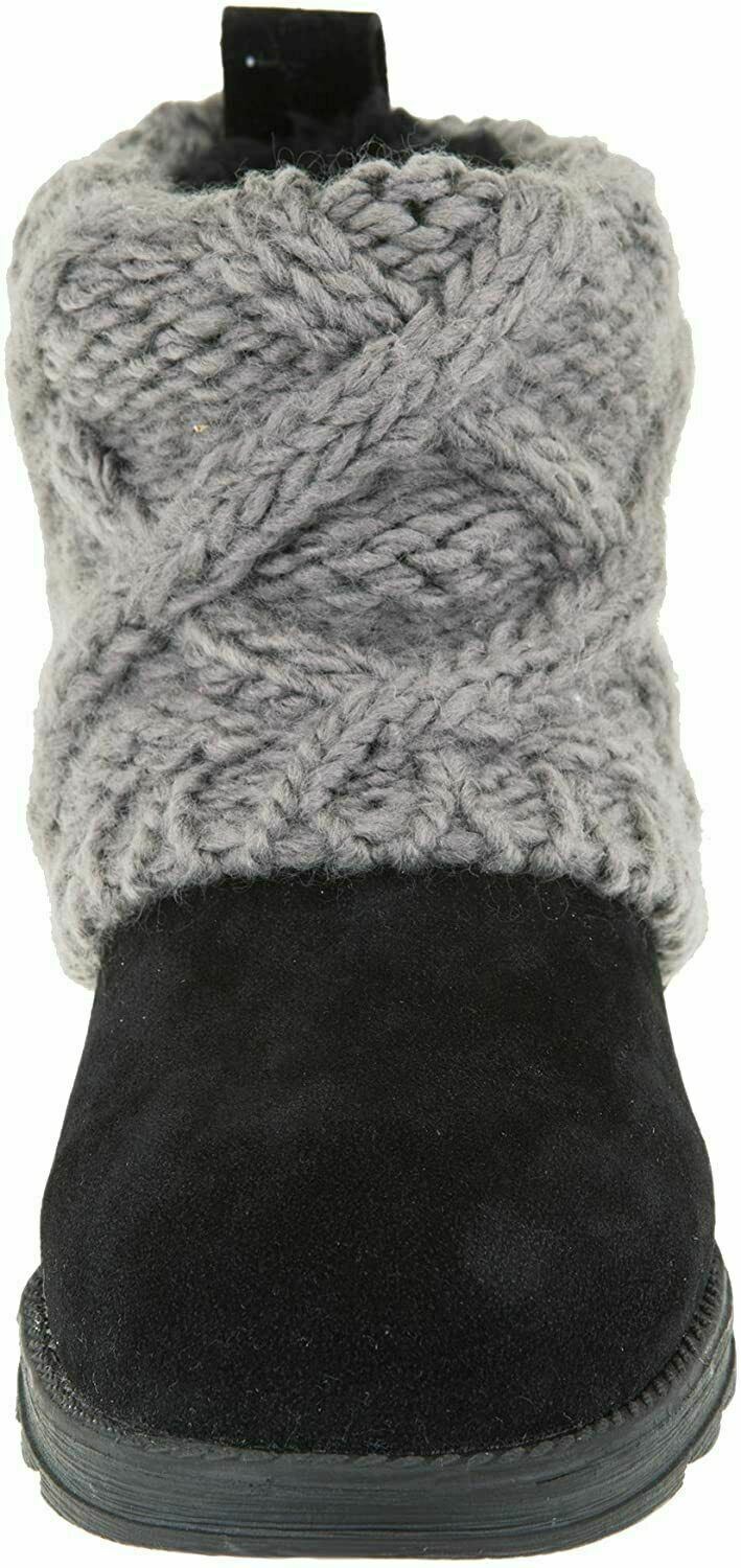 MUK LUKS WOMENS PATTI CABLE CUFF BOOT SWEATER KNIT WARM ANKLE size 10 GREY 17096