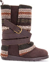 MUK LUKS WOMENS NIKKI BLT WRAPPED 3 in 1 BOOTS BROWN FAUX SUEDE SWEATER KNIT