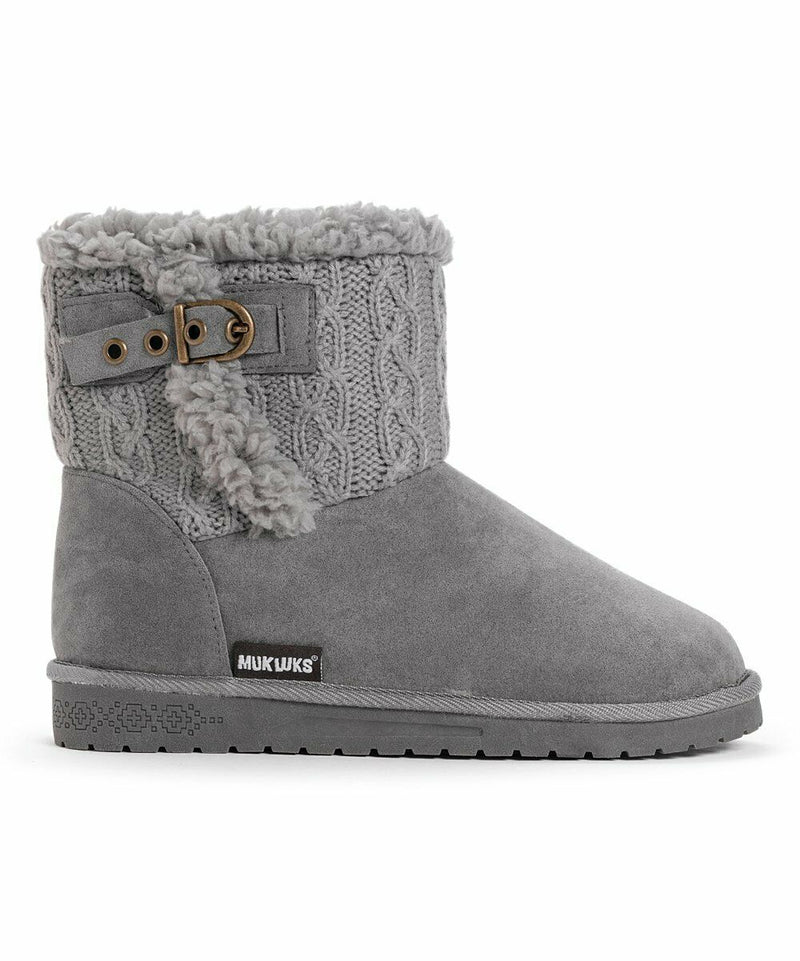 MUK LUKS WOMEN'S ALEXA KNIT FLAT ANKLE CASUAL BOOT sz 10 CINDER 1000084 035