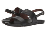 OLUKAI WOMEN'S HI'ONA PA'I FLAT LEATHER SANDALS sz 7 BLACK / BLACK 20346-4040