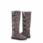 MUK LUKS WOMENS FELICITY KNITTED TALL FAUX FUR WINTER BOOT sz 6 PURPLE 16551 500