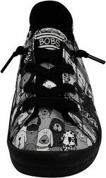 SKECHERS BOBS WOMEN'S BEACH BINGO DOG HOUSE PARTY SNEAKERS sz 8 BLACK 31965W