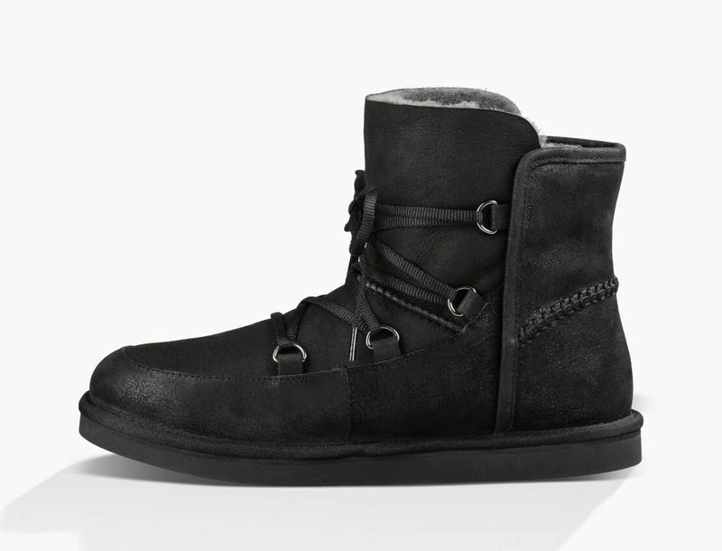 UGG MEN'S M LEVY CASUAL LEATHER SHEEPSKIN WINTER BOOTS sz 12 BLACK 1012370M