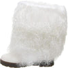 BEARPAW WOMEN'S BOETIS LEATHER WINTER SLIP ON BOOT NATURAL FUR sz 10 WHITE 1294W