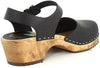 MIA WOMEN'S SOFIA CLOG MULE WOODEN PLATFORM SANDALS LEATHER sz 9 M BLACK SW562T