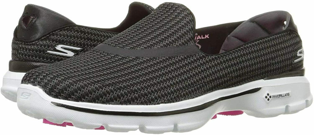 SKECHERS WOMEN'S GO WALK 3 SLIP ON WALKING SHOES sz 8.5 BLACK WHITE 13980