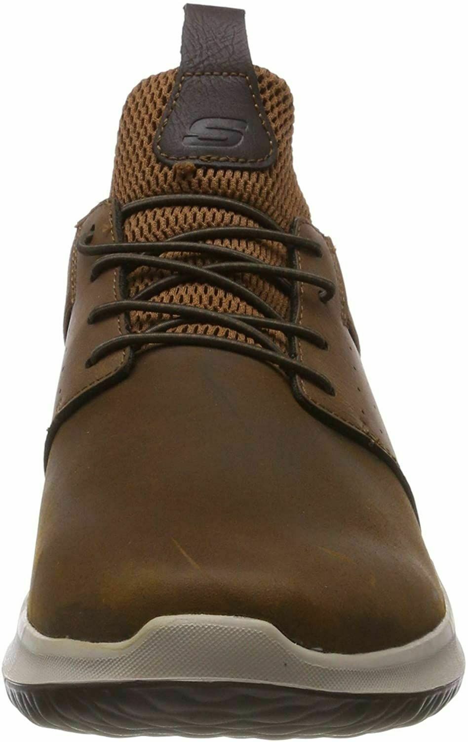 SKECHERS MENS DELSON AXTON OILED LEATHER SHOES CASUAL LACE UP sz 8.5 BROWN 65870