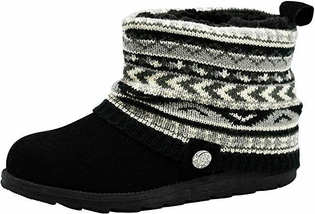 MUK LUKS WOMEN'S PATTI CABLE CUFF ANKLE FLAT BOOTS sz 8 GREY HEATHER 16626 025