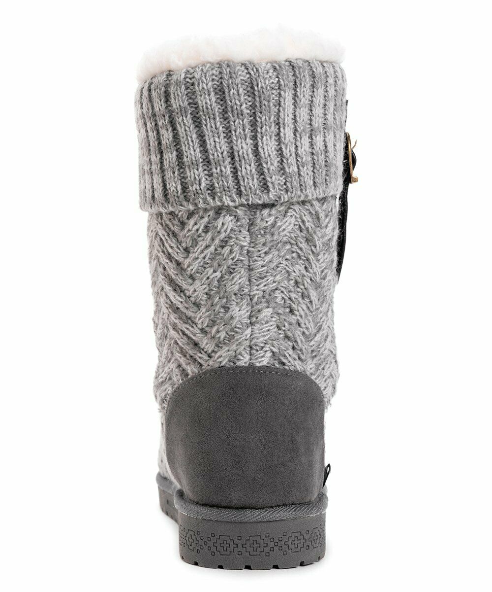 MUK LUKS WOMEN'S JEANNIE KNIT FLAT CASUAL BOOT sz 11 LIGHT GREY 1000083 050