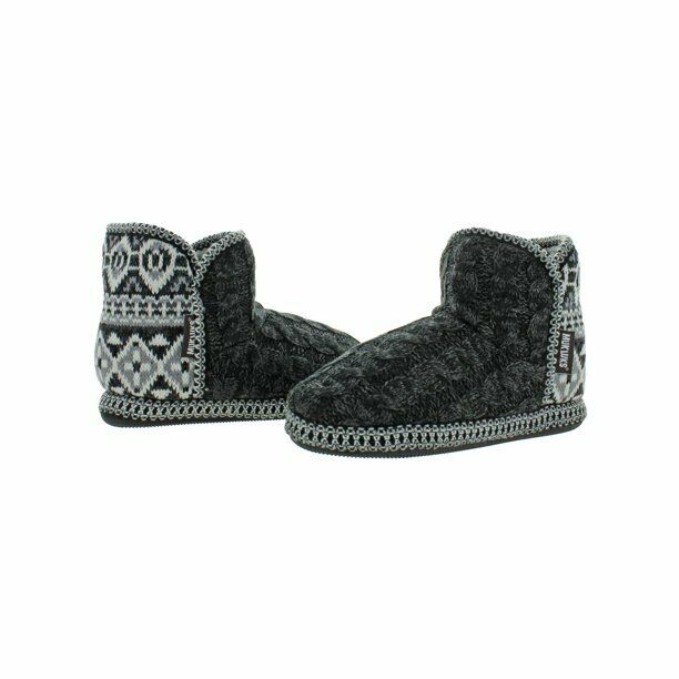 MUK LUKS WOMEN'S LEIGH PULL ON WARM SLIPPER BOOTIE sz S US 5-6 EBONY 16986 004