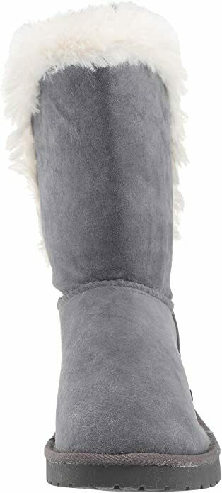 MUK LUKS WOMEN'S CAREY FLAT PULL ON FAUX FUR FASHION BOOTS 10 GREY 1000014 020