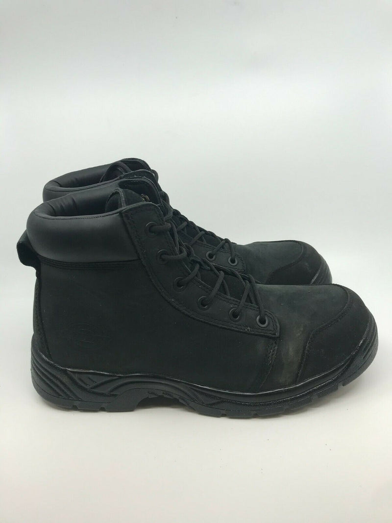 PRE-OWNED DICKIES MENS WRECKER 6" STEEL TOE EH WORK BOOT BLACK SIZE 13 FREE SHIP