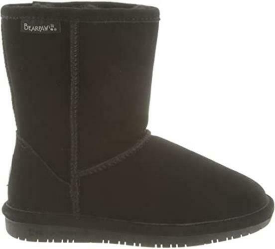 BEARPAW KIDS EMMA YOUTH SHEEPSKIN PULL ON WINTER BOOT sz 3 M BLACK II 608Y