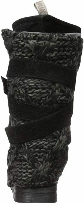 MUK LUKS WOMEN'S NIKKI BELT WRAPPED FAUX SUEDE WINTER BOOT sz 7 BLACK 17088-002