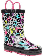 WESTERN CHIEF KIDS GROOVY LEOPARD GIRLS RAIN BOOTS sz 10 TODDLER BLACK 2410275B