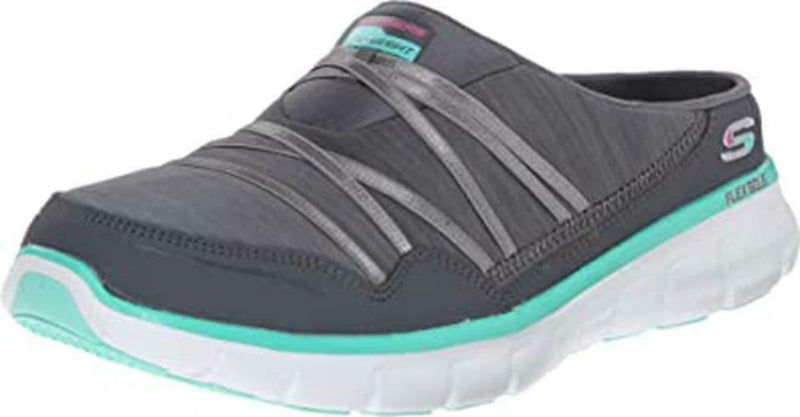 SKECHERS WOMEN'S SYNERGY AIR STREAMER SLIP ON MULE sz 8 CHARCOAL / AQUA 11964