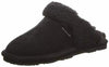 BEARPAW WOMEN'S LOKETTA SLIDE LEATHER SLIPPER WOOL COLLAR sz 10 M BLACK II 2299W