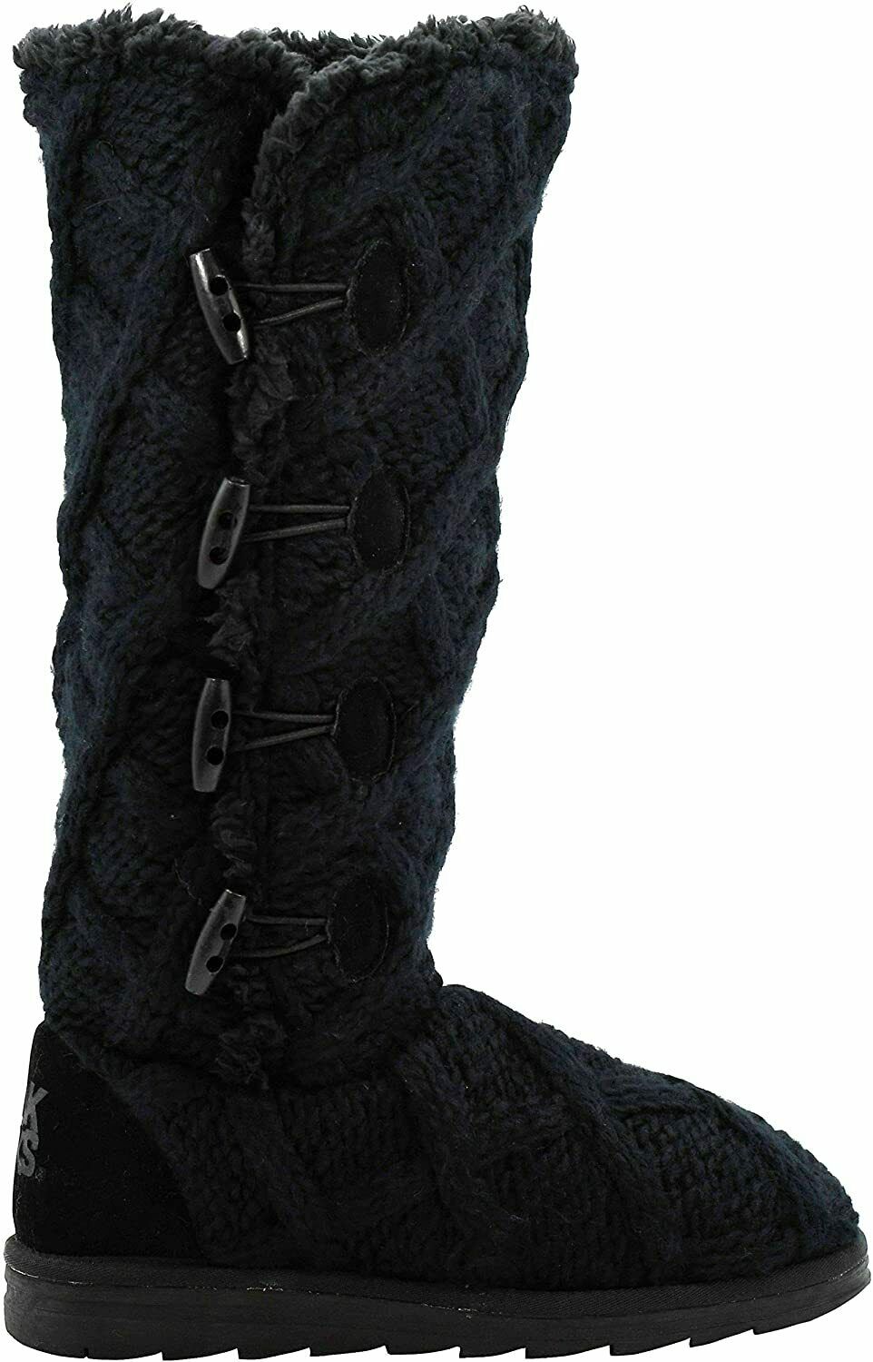 MUK LUKS WOMEN FELICITY KNITTED TALL FAUX FUR WINTER BOOT 10 BLACK 8 BEIGE 16551