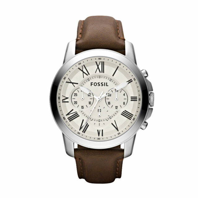 NEW FOSSIL MENS GRANT BRWN LEATHER WATCH FREE SHIPPING